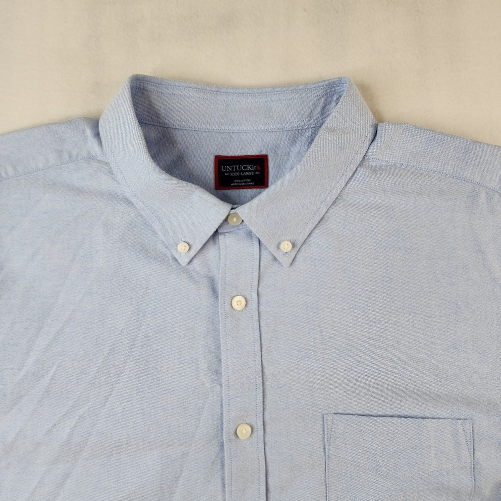 UNTUCKit Shirt Mens 3XL Blue Long Sleeve Button Up‎ Casual Cotton Picardan XXXL